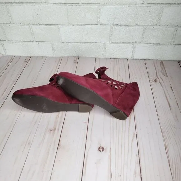 Jeffrey Campbell Burgundy Maroon Suede Mary Jane Wedge Heels