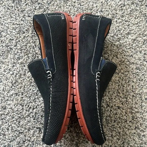 Johnston &amp; Murphy Men's Cort 2.0 Black Perforated Suede Venetian Loafer Drivers