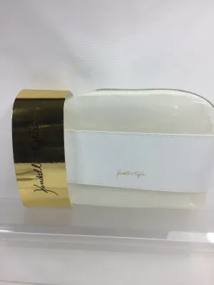 Kendall   Kylie Makeup & Brush Bag Zipper White Gold Trim Clear