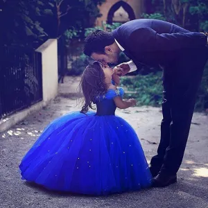 kids pageant dresses for girls royal blue beaded cheap flower girl dresses for weddings ball gown