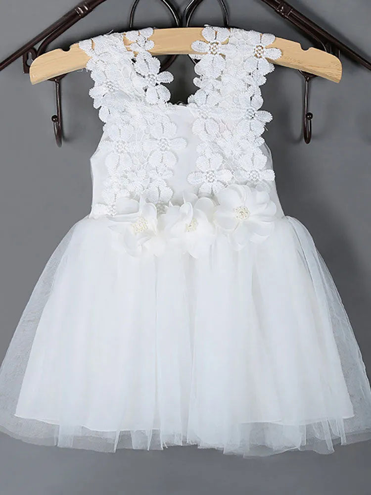 Kids Tutu Lace Applique Peach Beading Short Dinner Party Dresses