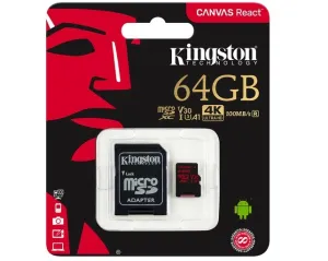 Kingston Sdcr/64 Gb Memoria Micro Sdhc100 R 80 W Clase10 V30 64 Gb