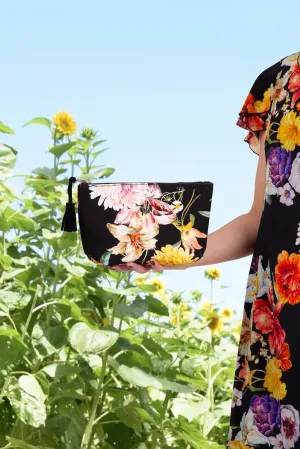 Kiss   Makeup Bag - Floral Canvas