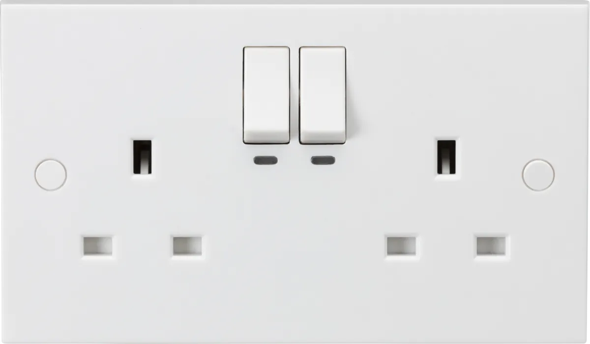 Knightsbridge SN9KW Smart White Square Edge 13A 2G Switched Socket