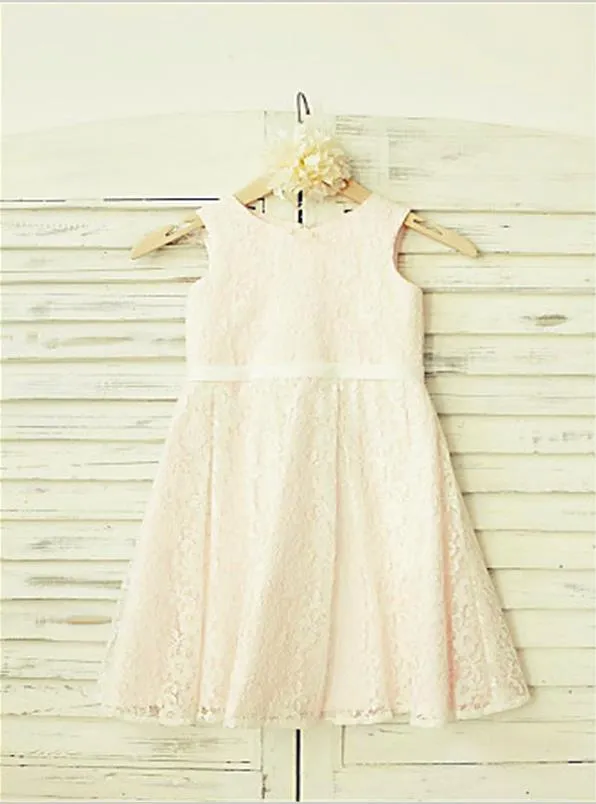Lace Princess Jewel Sleeveless Flower Girl Dresses Floor Length Dress