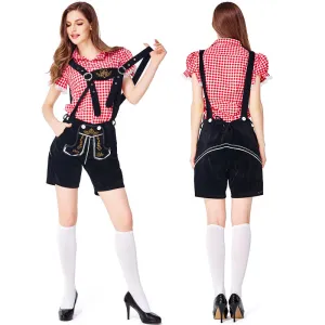 Ladies Black Lederhosen with Red Shirt OCW25