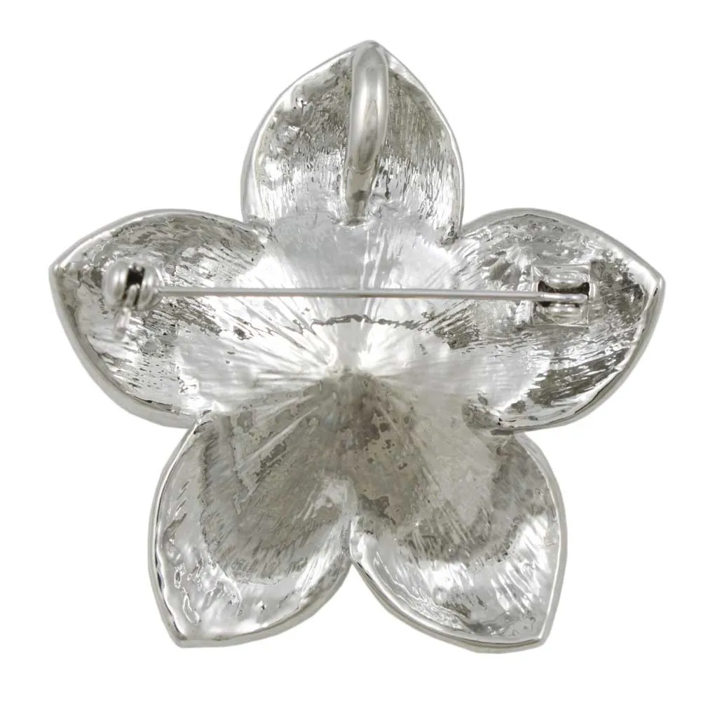 Large White Pearl Brooch Pin with Crystal Flower- PRP619