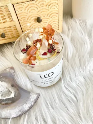 Leo Zodiac Crystal Candle