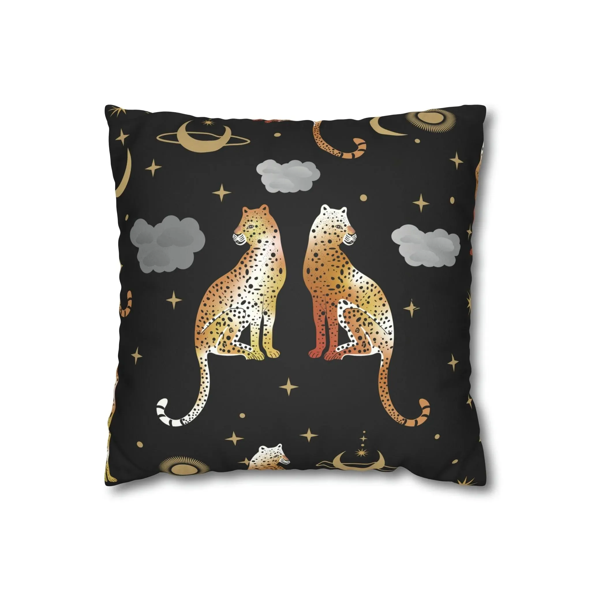 Leopard Pair Faux Suede Square Pillow Case