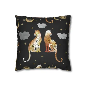 Leopard Pair Faux Suede Square Pillow Case