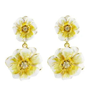 Les Roses Gold Tone White Drop Earrings