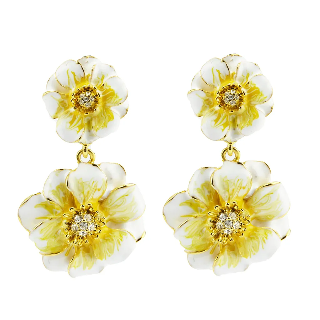 Les Roses Gold Tone White Drop Earrings
