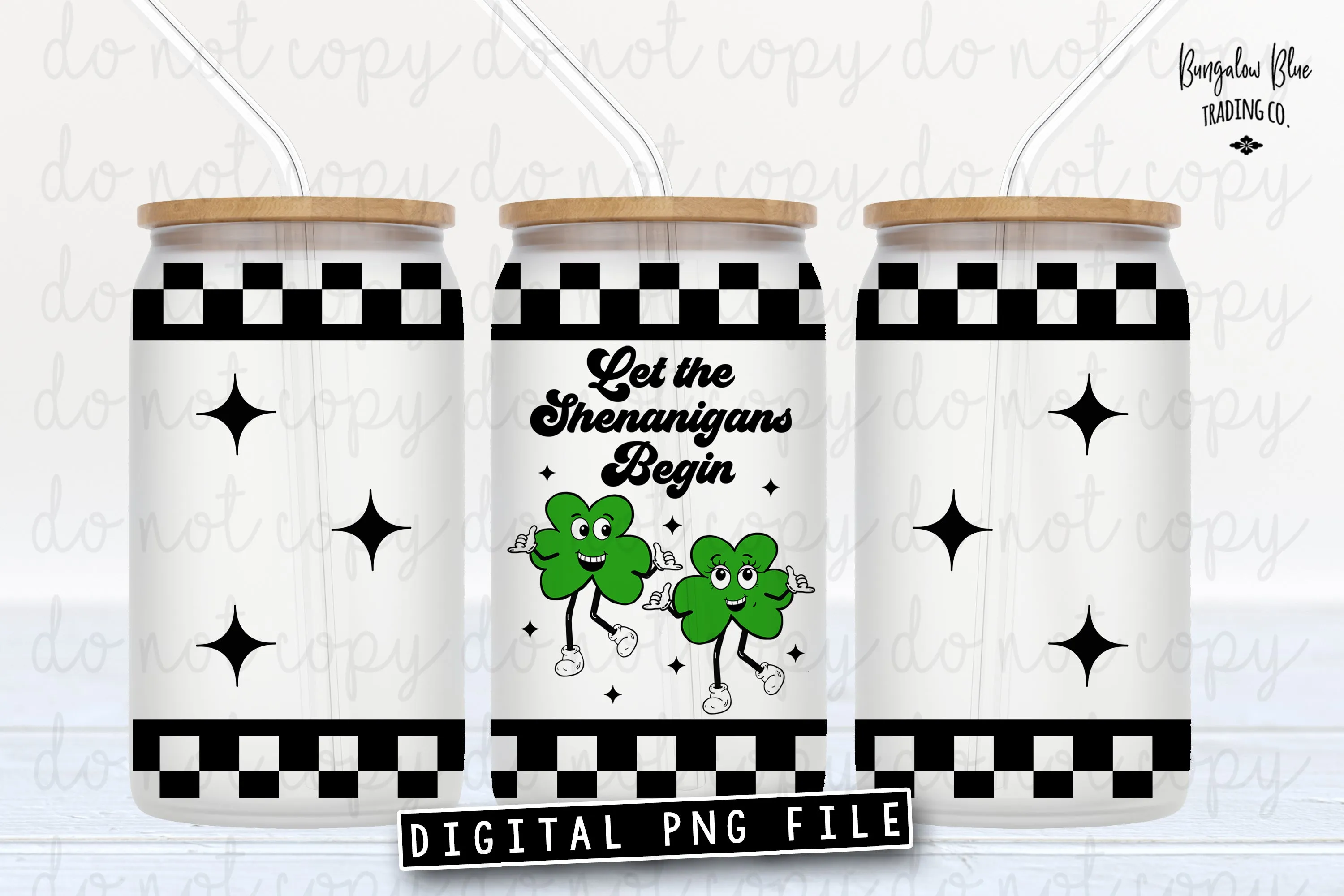 Let The Shenanigans Begin Glass Can Tumbler Wrap Digital Download