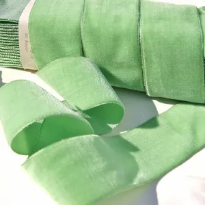 Light Lime Velvet Ribbon Vintage from France 36mm