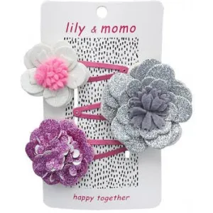 Lily and Momo Hair Clips - Magic Sparkle Flower Trio