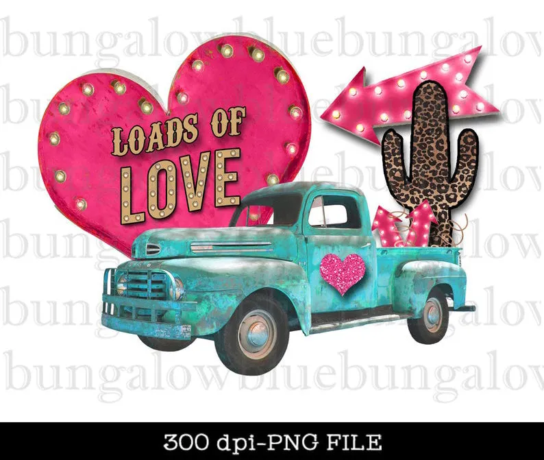 Loads of Love Pink Valentine Truck Digital Download