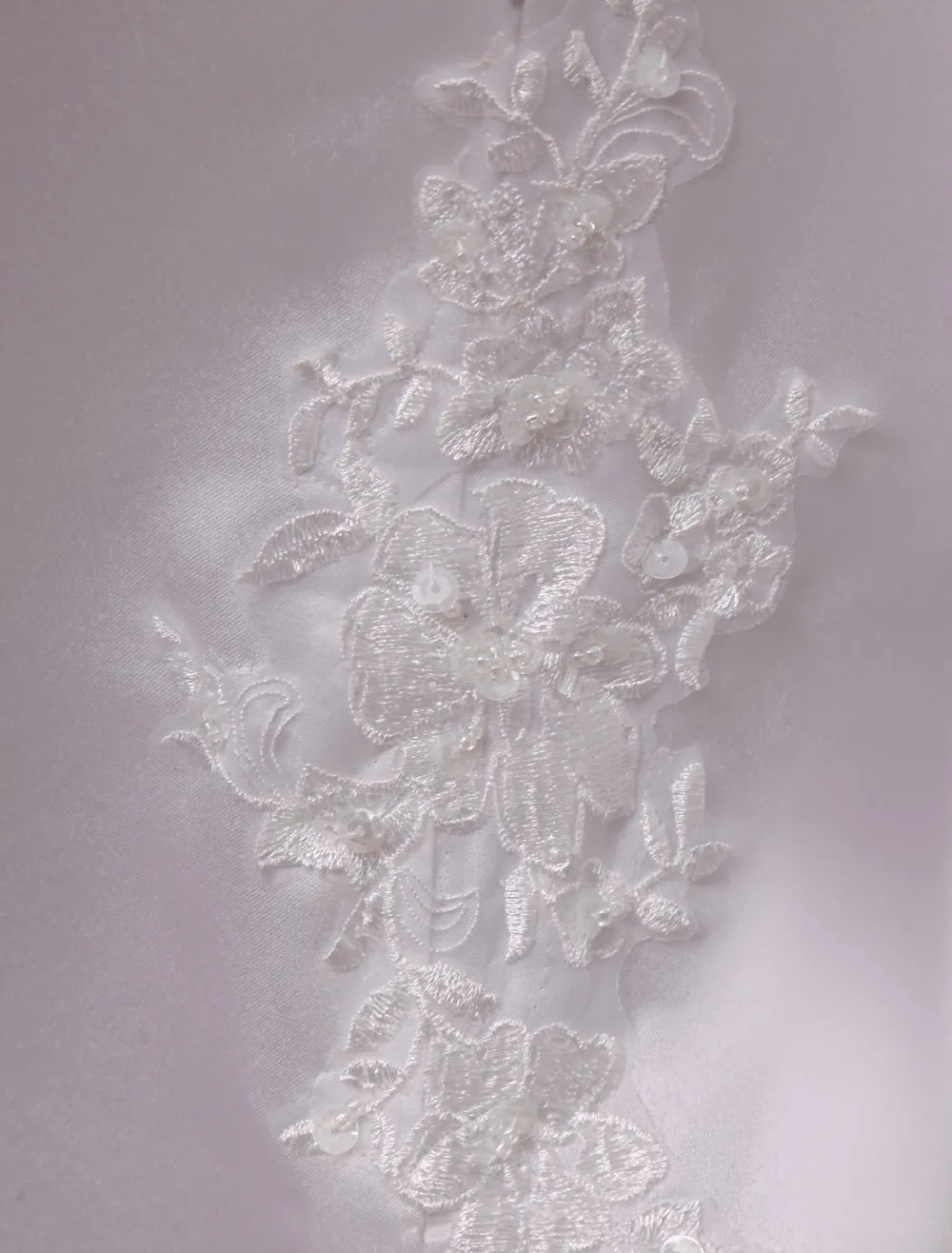 Long Backless Applique Satin White flower girl dress