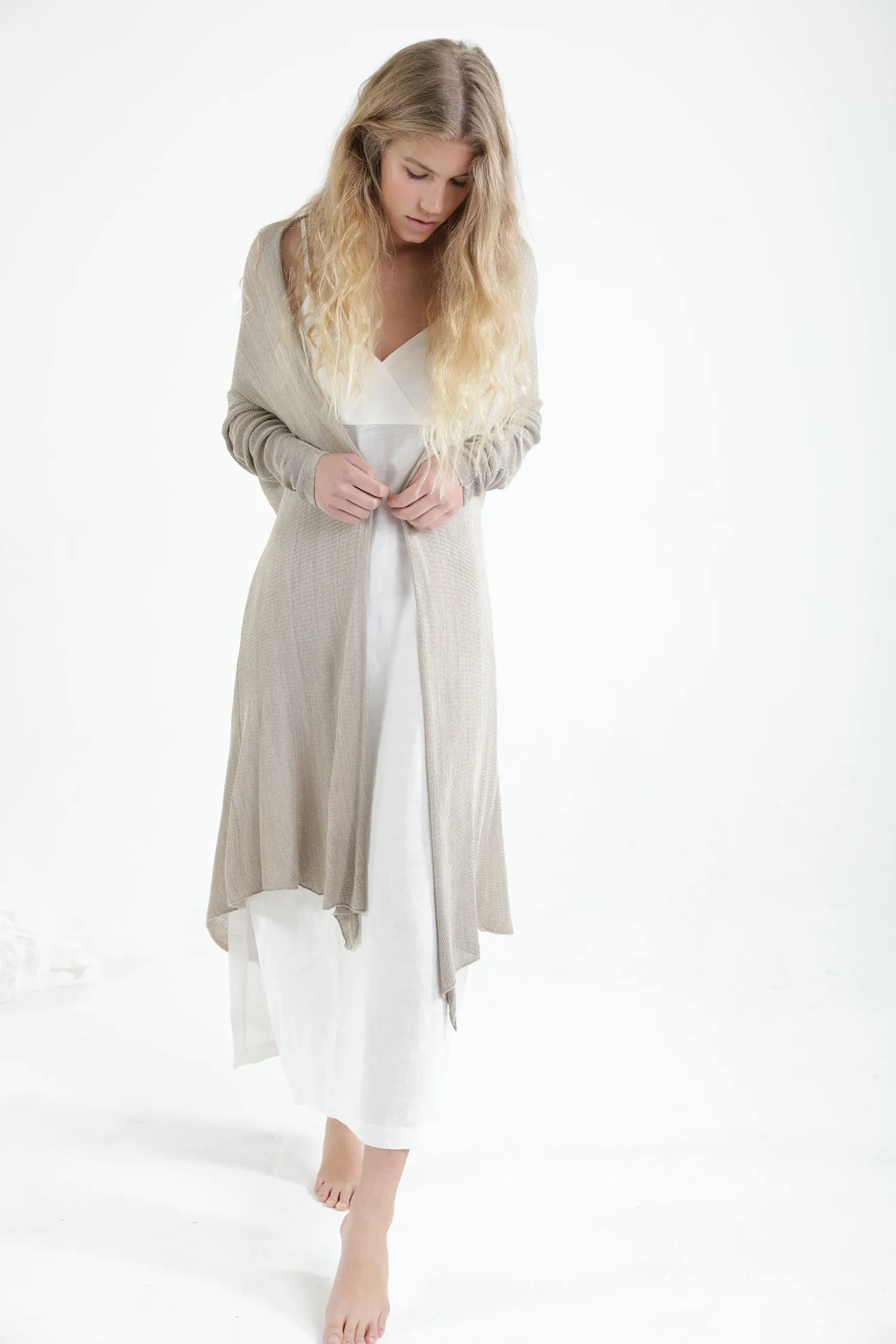Long Gin Bamboo Oatmeal Cardigan