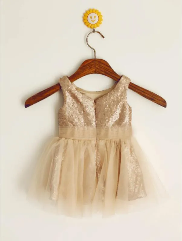 Long Sequins Princess Scoop Sleeveless Flower Girl Dresses