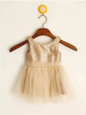 Long Sequins Princess Scoop Sleeveless Flower Girl Dresses