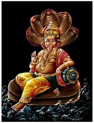 Lord Vinayak Seated on Sheshanaga