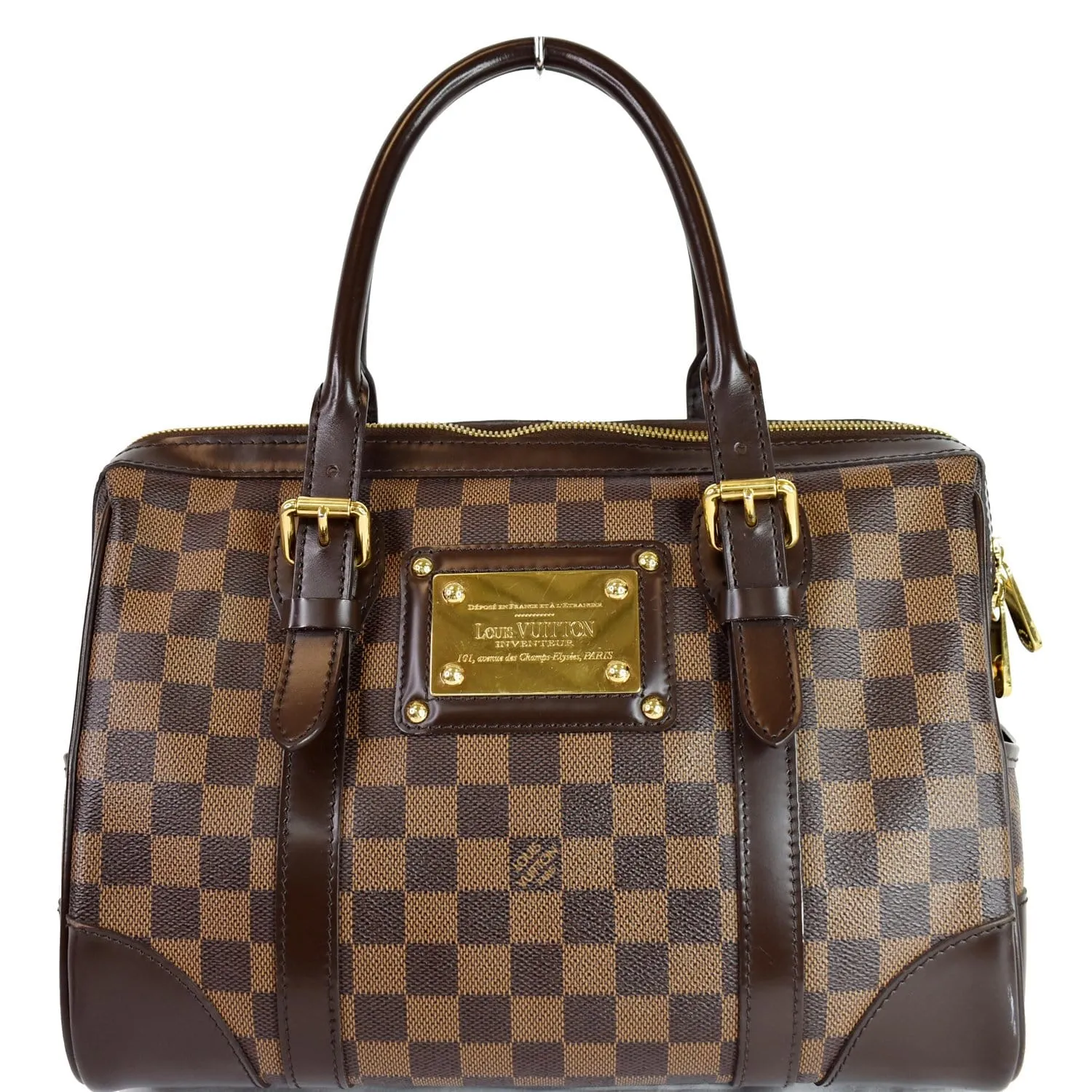 LOUIS VUITTON Berkeley Damier Ebene Satchel Bag Brown