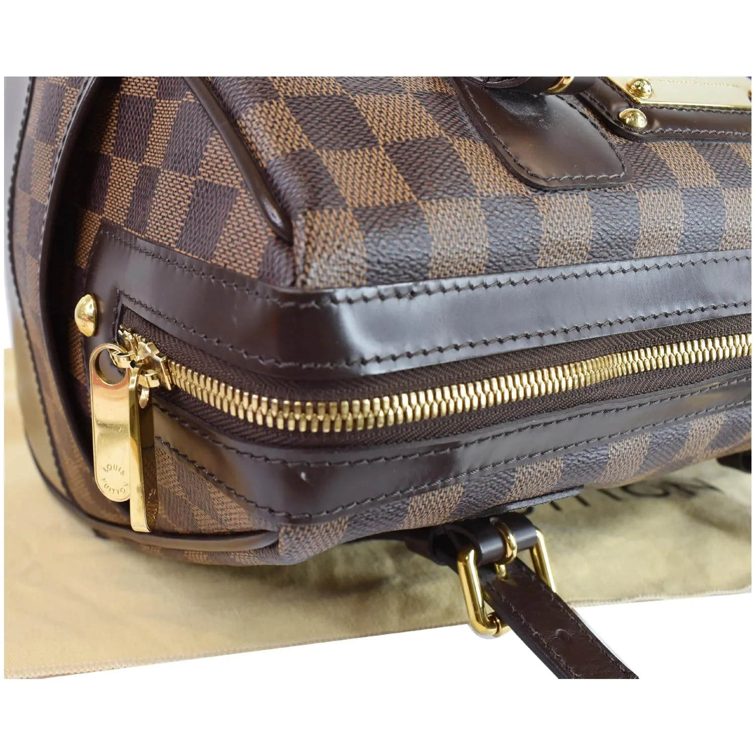 LOUIS VUITTON Berkeley Damier Ebene Satchel Bag Brown