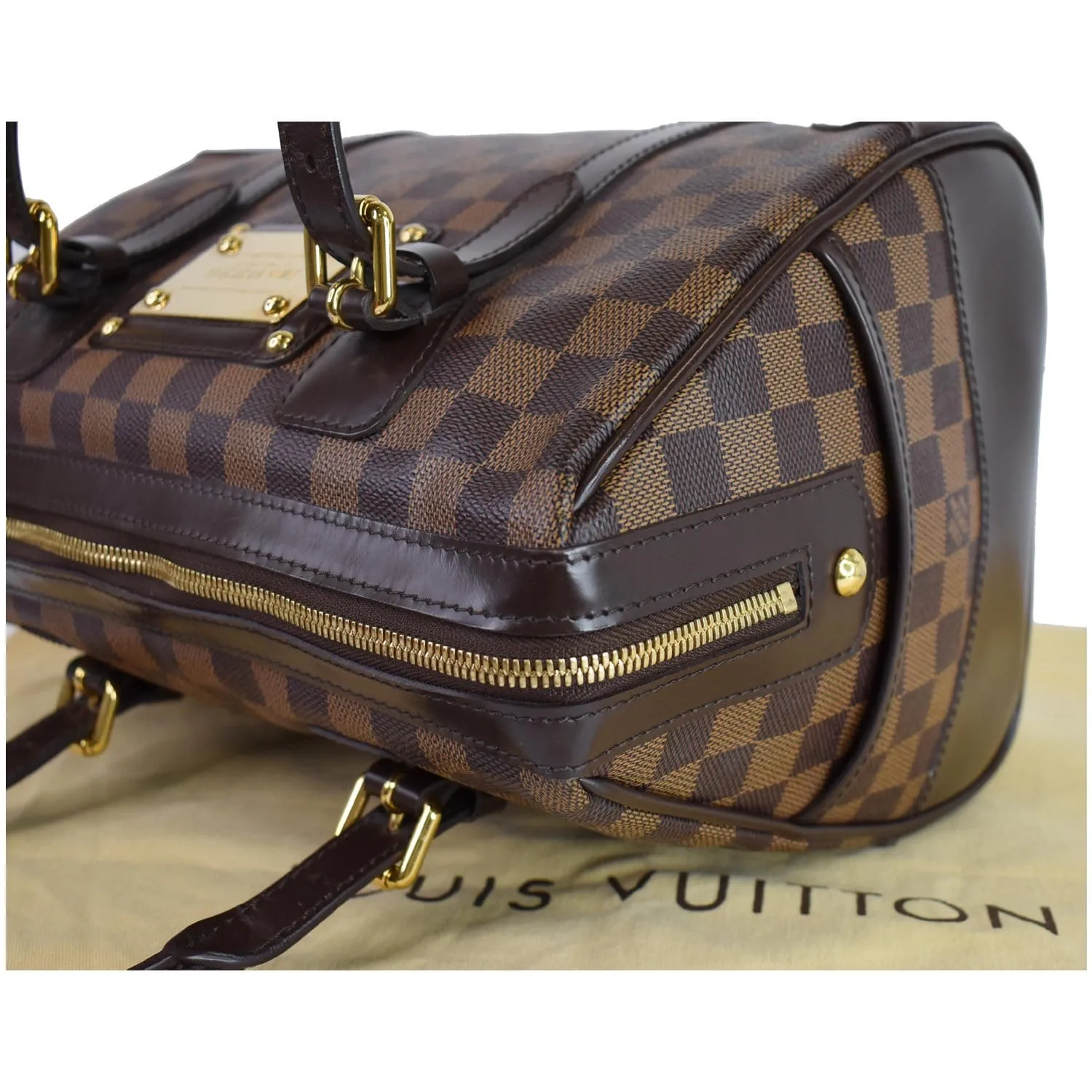 LOUIS VUITTON Berkeley Damier Ebene Satchel Bag Brown