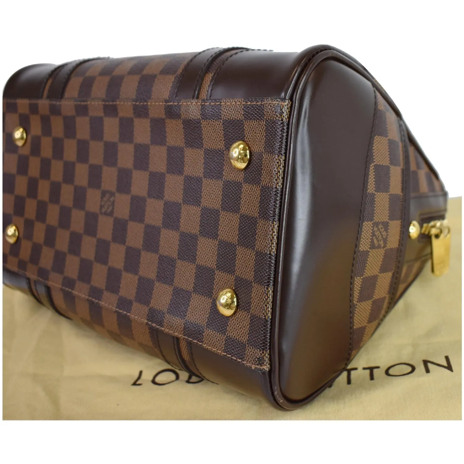LOUIS VUITTON Berkeley Damier Ebene Satchel Bag Brown