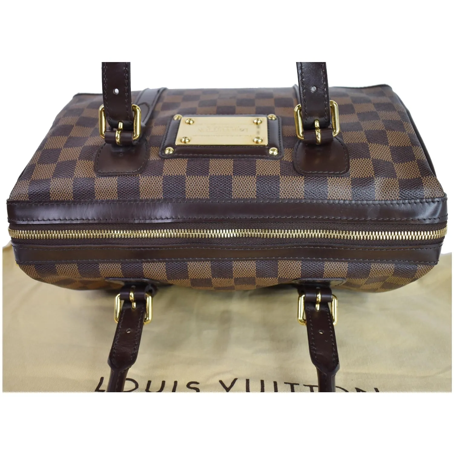 LOUIS VUITTON Berkeley Damier Ebene Satchel Bag Brown