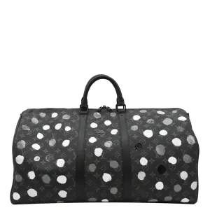 LOUIS VUITTON x YK Keepall 55 Bandouliere Monogram Eclipse Travel Bag Black