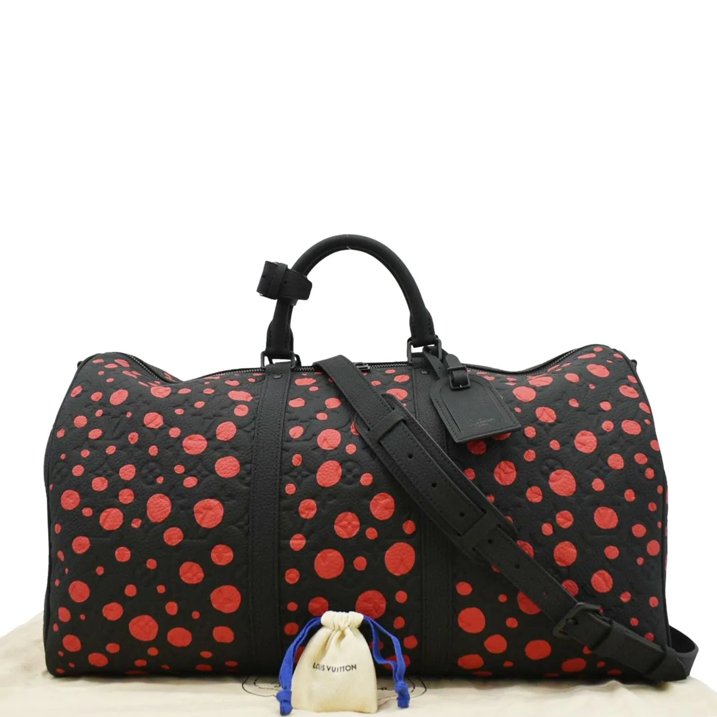 LOUIS VUITTON x YK Keepall 55 Bandouliere Monogram Leather Travel Bag Black