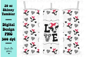 Love Cow  20 oz Skinny Tumbler Wrap Digital Download