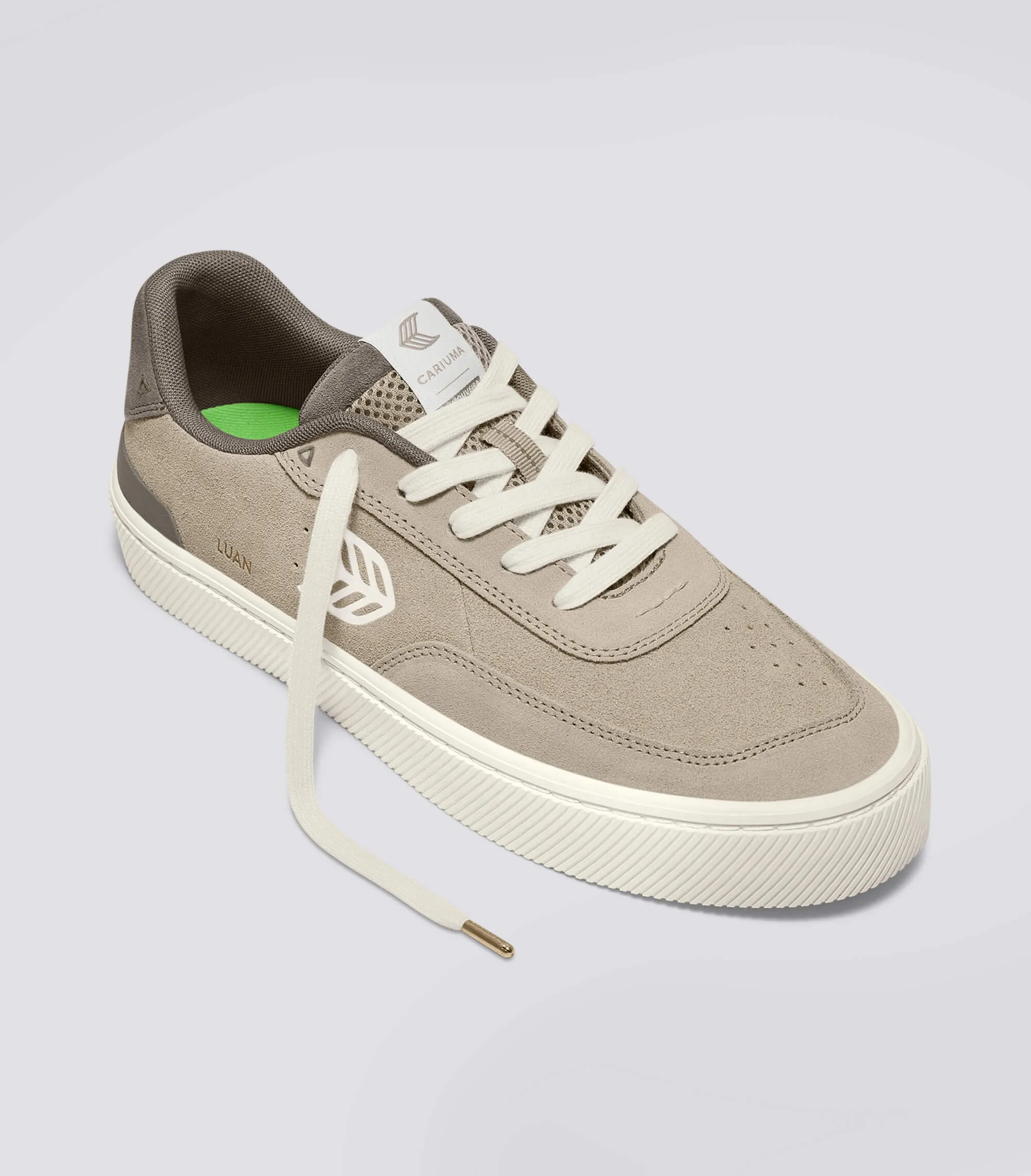LUAN PRO Plaza Taupe Suede Ivory Logo Sneaker Women