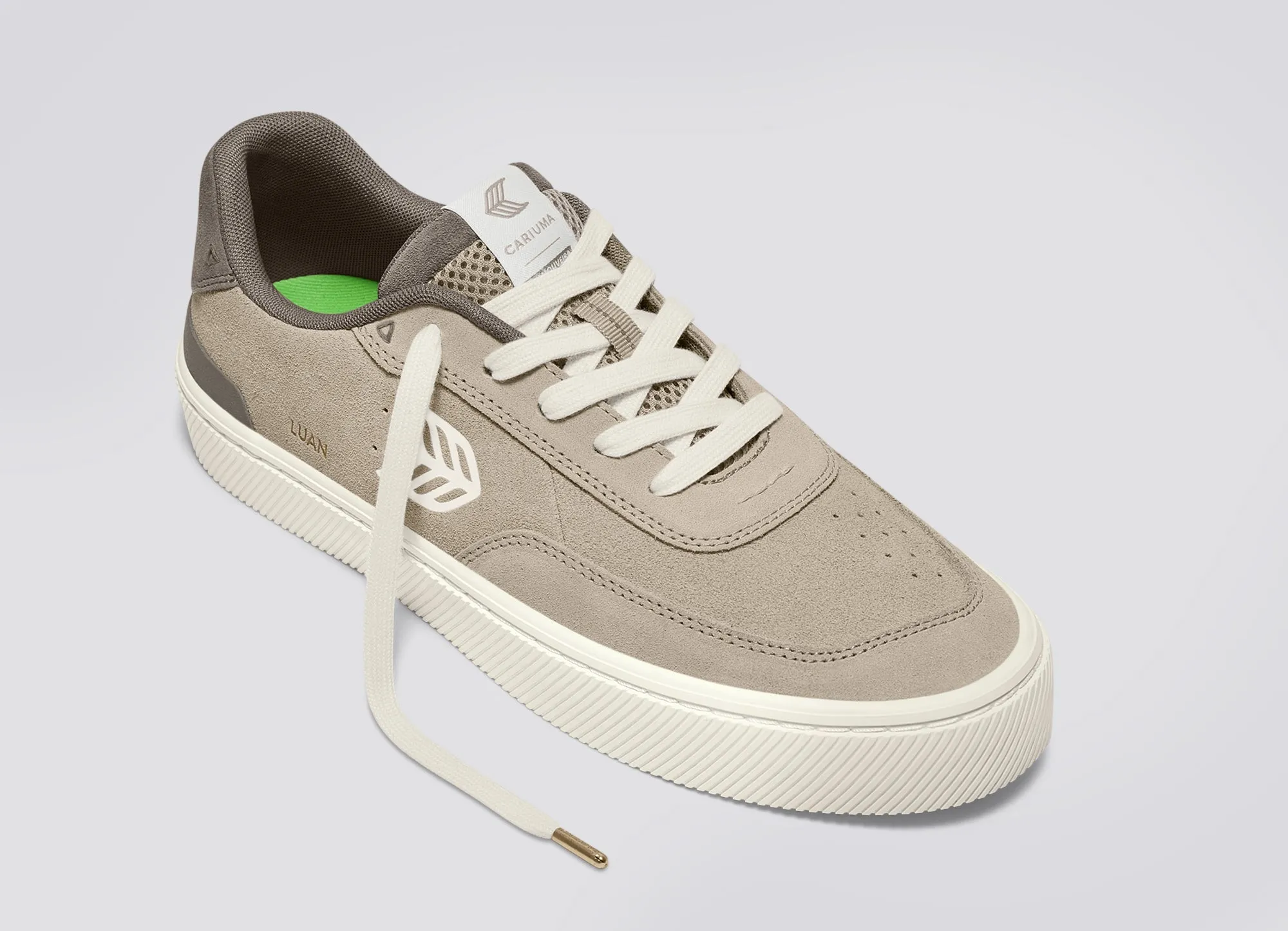 LUAN PRO Plaza Taupe Suede Ivory Logo Sneaker Women