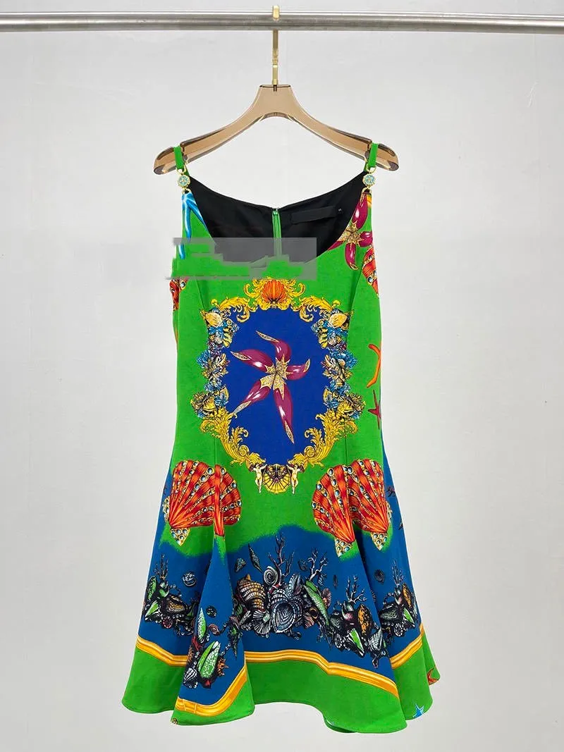 Luxury Designer Runway 1:1 High End Blue Green Starfish Dress