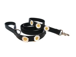 Maci Leather 5 Flower Leash with Crystal on Flower