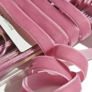 Mauve Velvet Ribbon Vintage from Switzerland 9mm