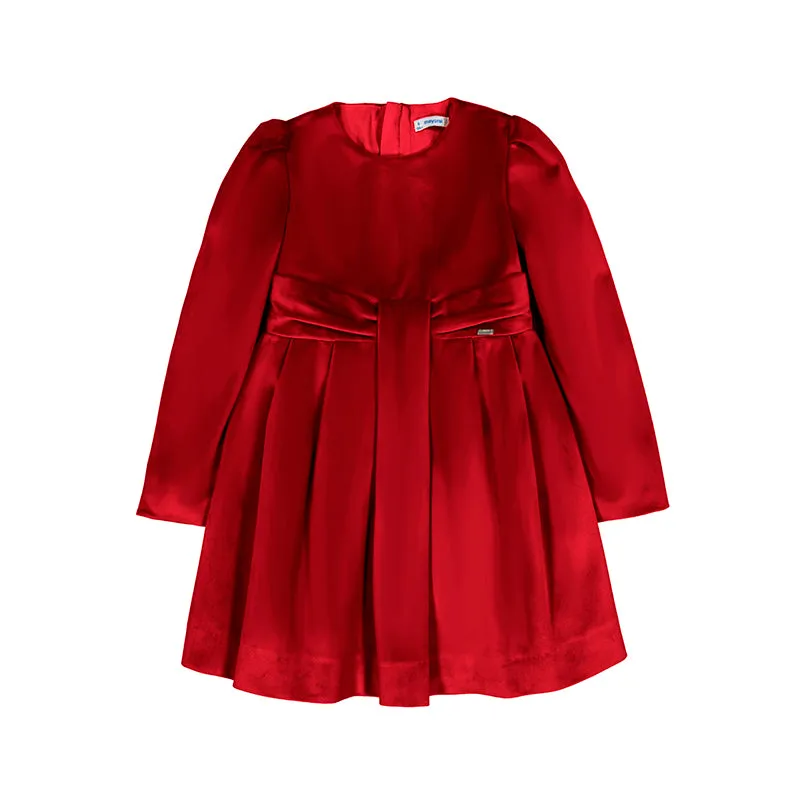 Mayoral Girls Velvet Dress - Cherry