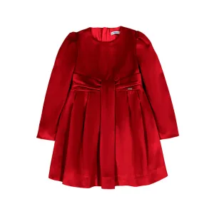 Mayoral Girls Velvet Dress - Cherry