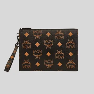 MCM Aren Wristlet Zip Pouch in Maxi Visetos Black RS-MXZDATA01BK001