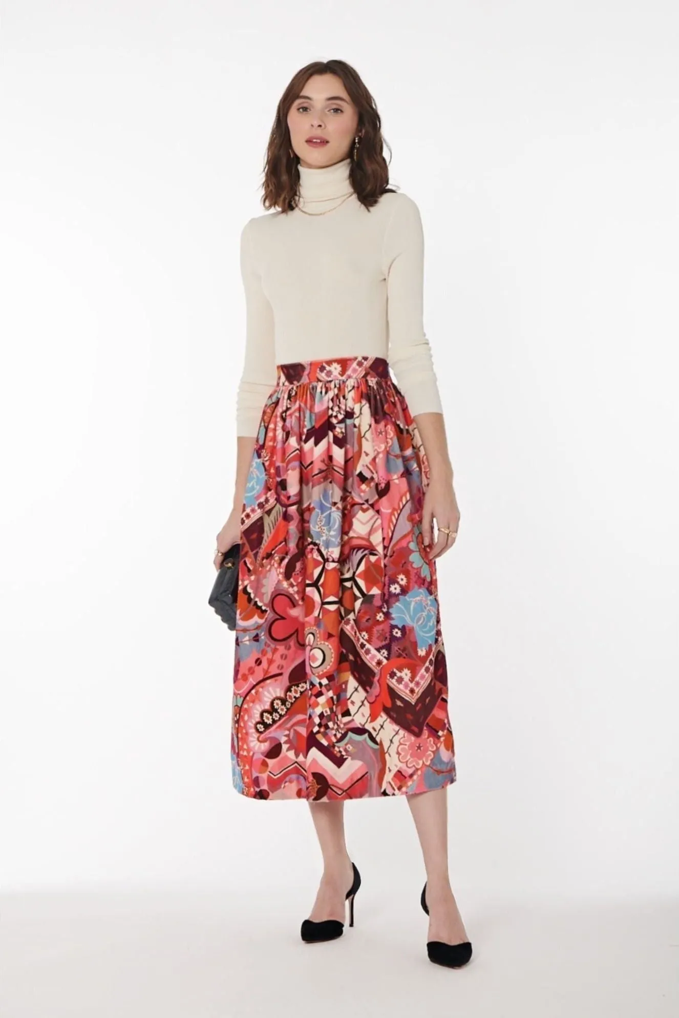 Megan Psychedelic Velvet Skirt