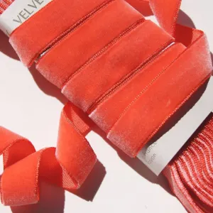 Melon Velvet Ribbon Vintage from France 16mm