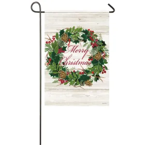 Merry Christmas Wreath Garden Suede Flag,14s8211