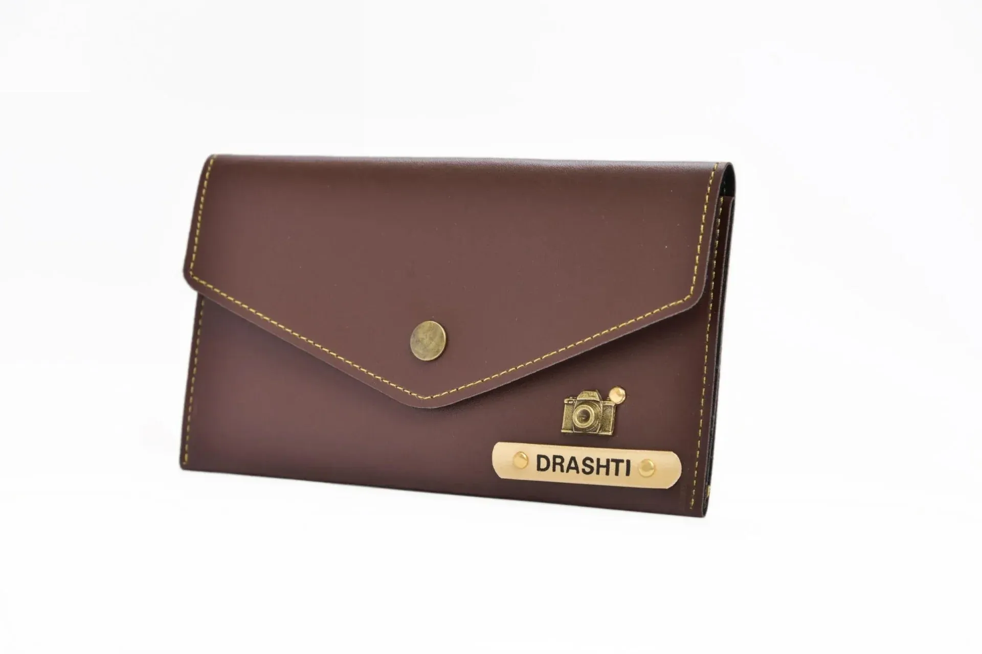 Minimal clutch & Men's Wallet & Personalised Couple Rainbow Classic WaterBottle - Brown