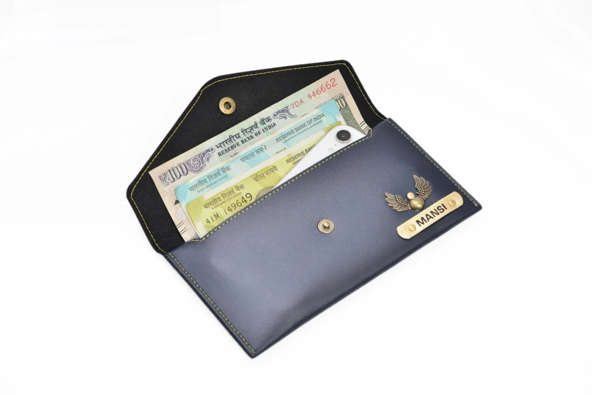 Minimal clutch & Men's Wallet & Personalised Couple Rainbow Classic WaterBottle - Royal Blue