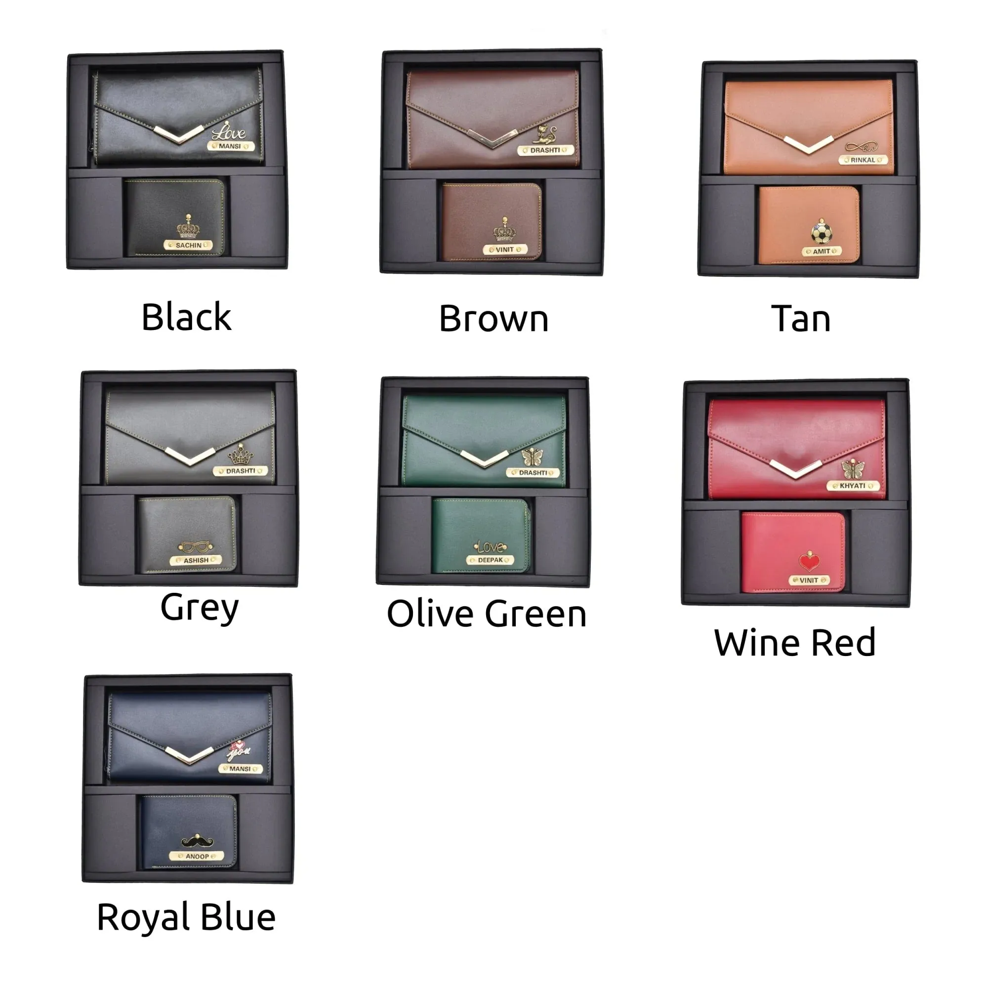 Minimal clutch & Men's Wallet & Personalised Couple Rainbow Classic WaterBottle - Royal Blue
