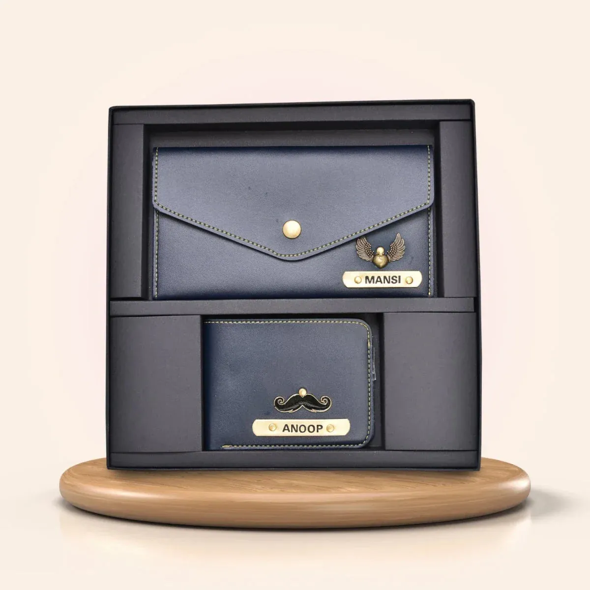 Minimal clutch & Men's Wallet & Personalised Couple Rainbow Classic WaterBottle - Royal Blue