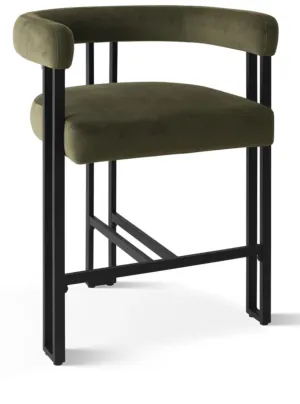 Modern Upholstered Counter Stool in Olive Matrini (Sold Individually)