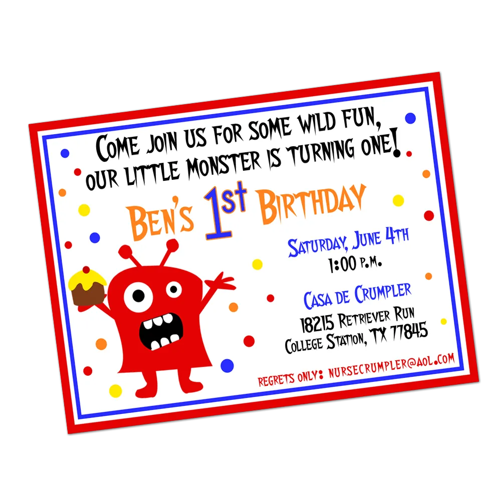 Monster Digital Birthday Invitation